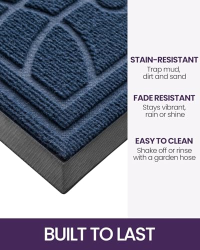 Heavy Duty Front Door Mat 24x36, Non-Slip Low Profile Outdoor Entrance Rug