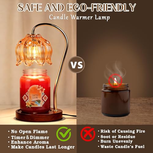 Flower Dimmable Candle Warmer Lamp with Timer for Jar Wax Candles
