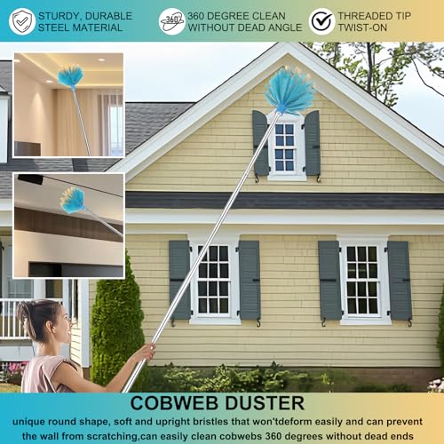 Cobweb Duster with Extension Pole - Extendable High Ceiling Brush