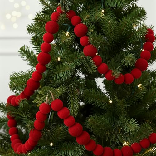 Canlierr Burgundy 6 ft Velvet Bead Garland Christmas Tree Ornaments