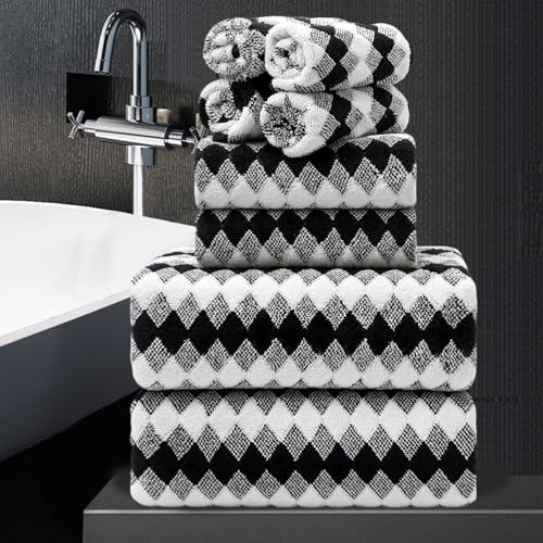 8-Piece Microfiber Bathroom Towel Set, Oversized Bath Sheets and Washcloths