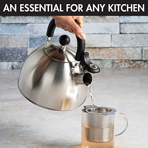 Stainless Steel Whistling Tea Kettle for Stovetop, 1.5-Quart Fast Boil