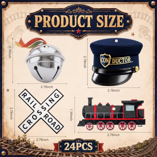 Oudain 24 Pcs Christmas Express Train Ornaments - Holiday Decorations