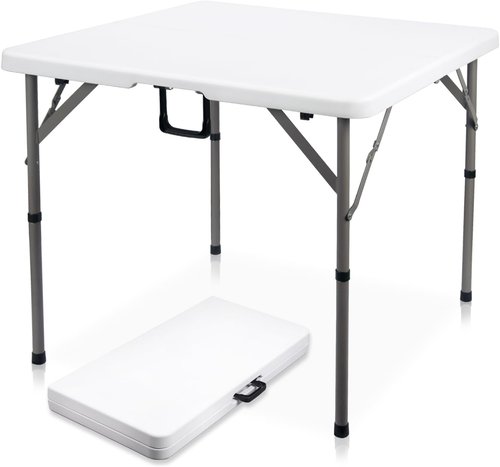 Byliable Folding Card Table - Heavy Duty 34" Square Utility Table in White | Portable & Foldable for Indoor/Outdoor Use