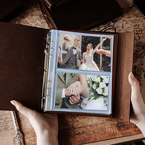 Leather 4x6 Photo Album - 160 Pocket Binder with Writing Space