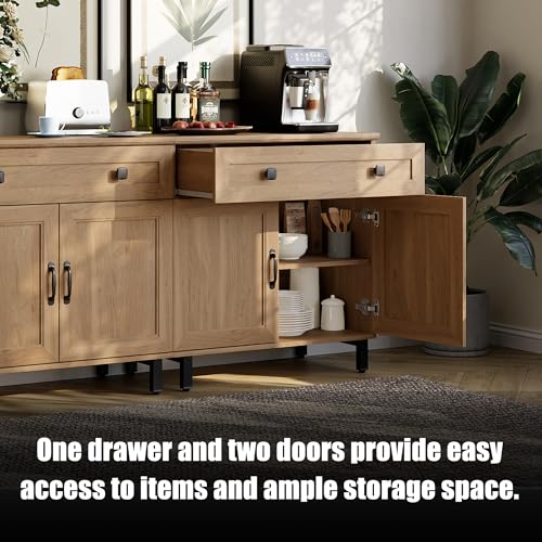 Farmhouse Buffet Sideboard Cabinet with Adjustable Shelves and Drawer