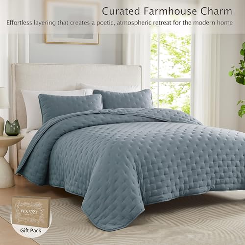 WDCOZY King Size Quilt Set - 3-Piece Lightweight Bedspread Coverlet