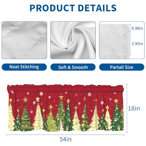 Xmas Tree Valance for Windows 54x18 Inch - Pack of 1, Farmhouse Christmas Decor