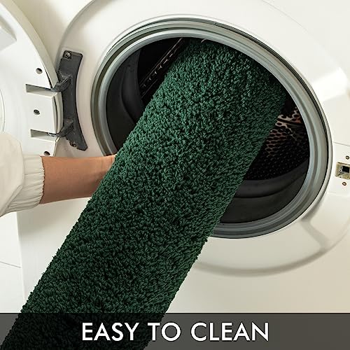 MIULEE Dark Green Bathroom Rugs Set 2-Piece 16x24 Soft Microfiber Non-Slip