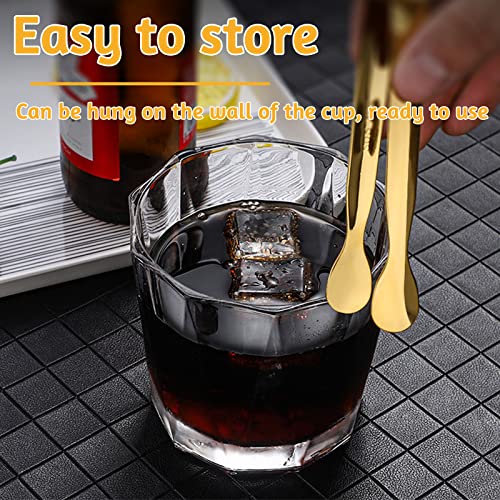 Mini Gold Stainless Steel Ice Tongs & Sugar Tongs Set - 6 Pieces for Drinks & Desserts