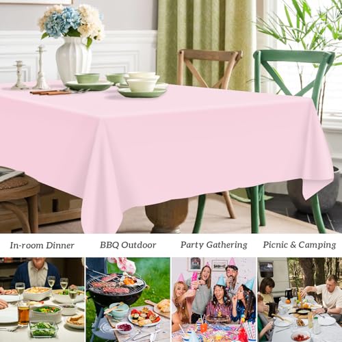 Light Pink Disposable Plastic Tablecloths 54x108" - 2 Pack Rectangular Covers