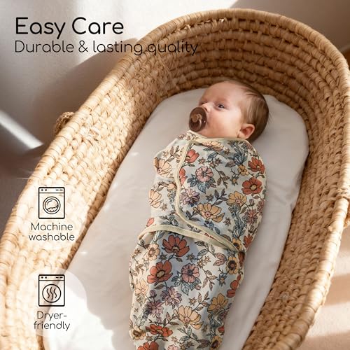 Organic Cotton Newborn Swaddle 2-Pack - Soft Adjustable Sleep Sack (0-3 Months)