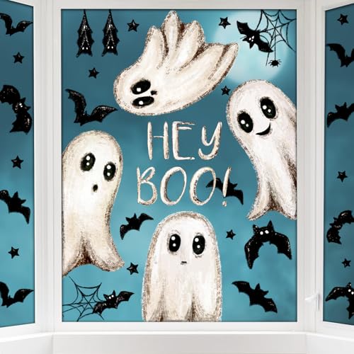 6 Sheets Halloween Ghost Window Clings - Waterproof Reusable Decals