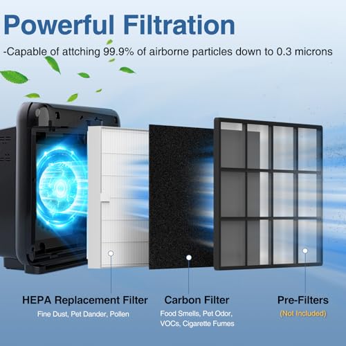 Air Purifier Replacement Filter Set 2 HEPA and 6 Carbon Filters