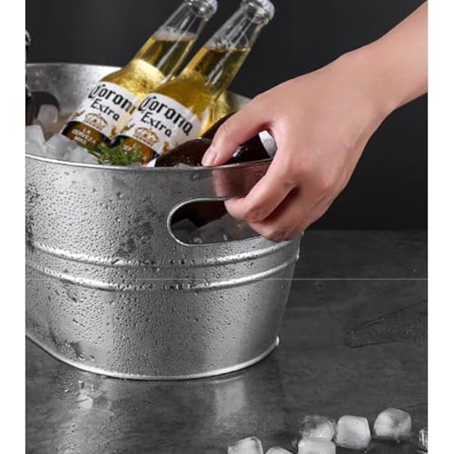 3-Gallon Galvanized Metal Beverage Tub with Handles for Parties & Cold Drinks