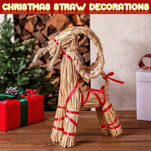Gerrii Christmas Straw Goat Scandinavian Yule Goat 17.7 Inch - Traditional Holiday Decor