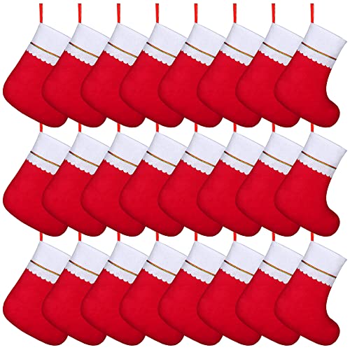 ANVAVO 24 Pack Christmas Stockings 15 Inch Red Felt Holiday Stockings with Hanging Ropes