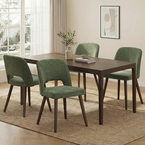 Modern Upholstered Dining Chairs, Set of 4 Green Fabric Chairs