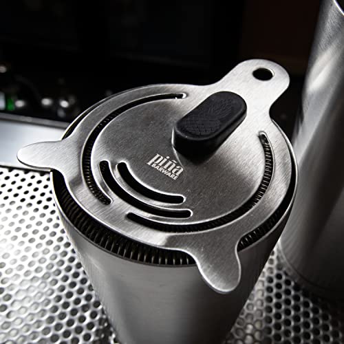 Piña Barware Brushed Finish Stainless Steel Hawthorne Cocktail Bar Strainer with Two Coils - 1 Pack