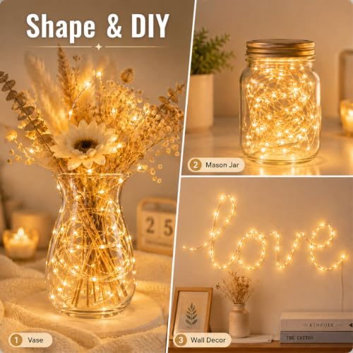 Battery Operated Fairy Lights - 6 Pack, 7ft 20LED Warm White String Lights