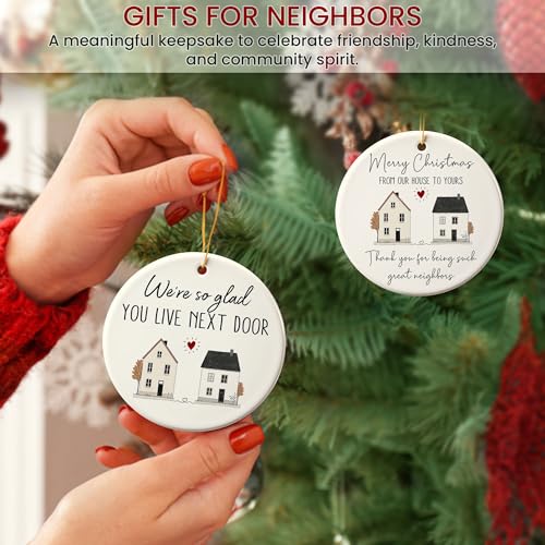 Neighbor Christmas Ornament - Ceramic Gift for Neighbors, 3 Inch Holiday Decor
