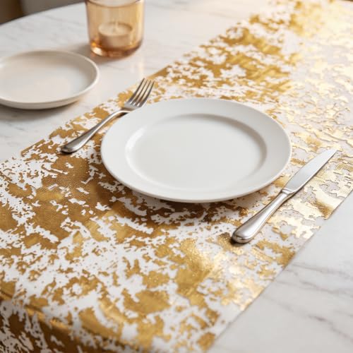 Veridra Gold Table Runner 32ft Sequin Glitter Foil Mesh - Gold / 32ft