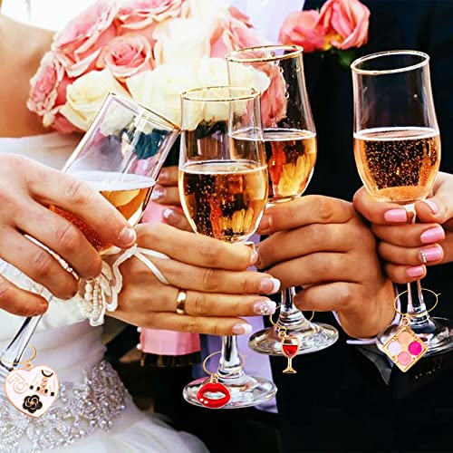 Ladies 16-Pack Wine Glass Charms Set - Gold Rings, Fun Drink Markers, Party Decor