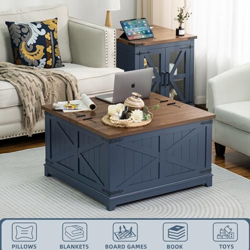 3-Piece Farmhouse Coffee Table and Nightstand Set with Hidden Storage