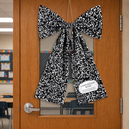 Large Back to School Composition Notebook Wreath Bow Door Hanger (28x19 In)