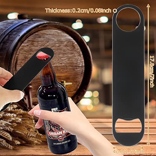 QTLCOHD 20-Pack Flat Stainless Steel Bottle Openers - Black, 7 Inch Bar Tool