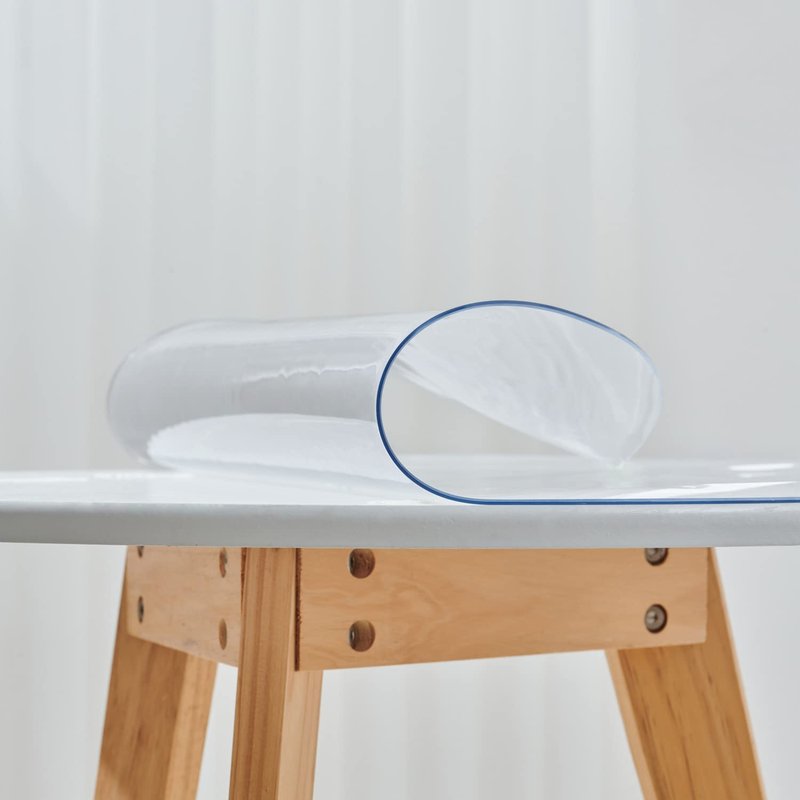 Leffora 60 Inch Clear Round Table Cover Protector, 1.5mm Thick Plastic Desk Protector Mat, Round Waterproof PVC Desk Cover, Vinyl Placemats for Circle Desktop, Coffee Table, Dining Room Table