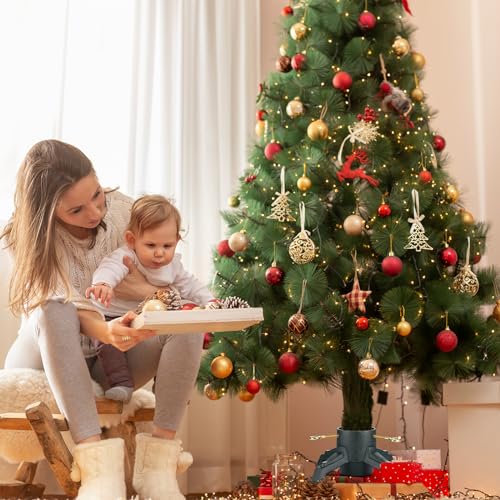 Huwena Cast Iron Christmas Tree Stand for Live & Artificial Trees, Supports 8ft, 120lb Capacity