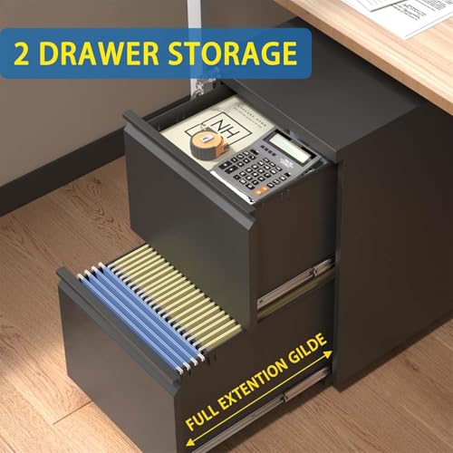 2-Drawer Locking File Cabinet, Heavy-Duty Metal Rolling Office Storage