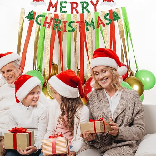 WFAUIBR Crepe Paper Streamers 8 Rolls 656 ft, Christmas Party Decorations, Green Red White Gold