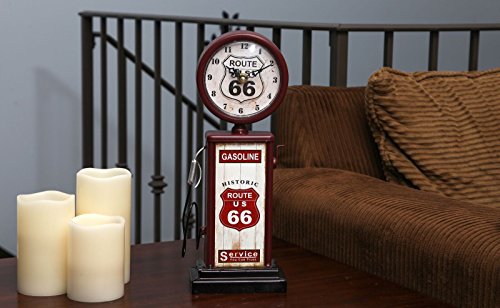 Route 66 Gas Pump Mantle Clock, Vintage Style Metal Table Clock