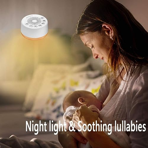 White Noise Sound Machine with 25 Soothing Sounds, Night Light & Timer