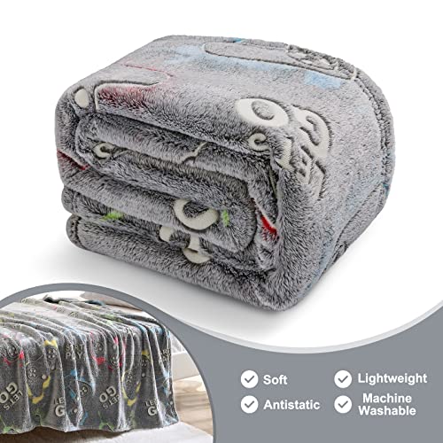 Jekeno Glow in the Dark Gaming Throw Blanket - Soft Controller Plush (50"x60")