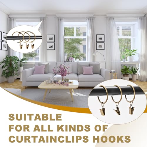 32 PCS Antique Brass Curtain Rings with Clips - 2-Inch Openable Rings