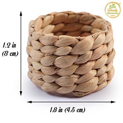 48 Pcs Water Hyacinth Napkin Rings Set for Wedding Holiday Dinner Home Decor