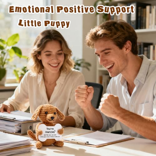 Handmade Crochet Puppy Plush Emotional Support Dog Desk Decor