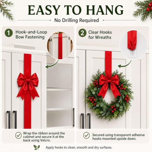 Classic Red 16-Piece Cabinet Decorating Set: 10 Large Bows + 6 Mini Wreaths