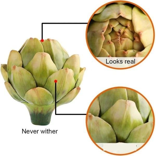 6pcs Large Realistic Faux Artichokes - Artificial Vegetable Home Decor