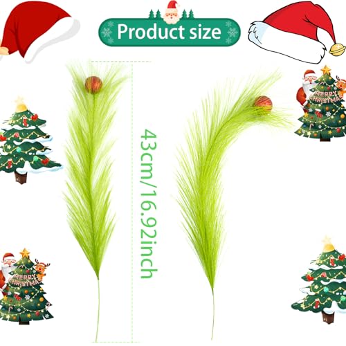 8Pcs Grinch Christmas Tree Topper Set with Red Glitter Balls