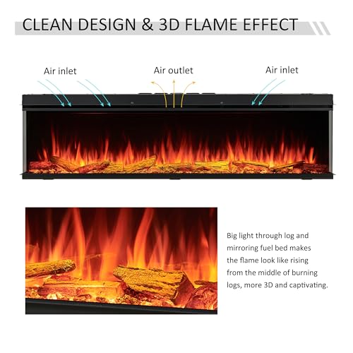71-Inch Smart Built-In Electric Fireplace Insert with Multi-Color Flames