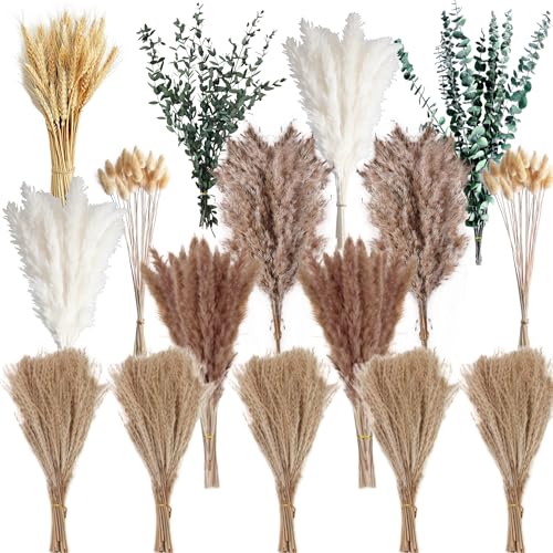 355-Piece Dried Pampas Grass Bouquet Set, 17-Inch Dried Floral Arrangement