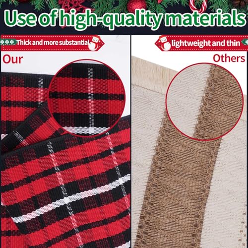 Christmas Red & Black Plaid Rug 3x5 ft Indoor/Outdoor Hand-Woven Cotton Layered Rug