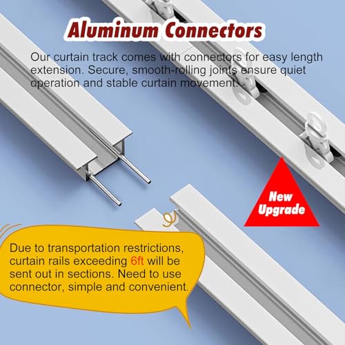 Recessed Ceiling Curtain Track System, 12ft Cuttable Aluminum Sliding Rail