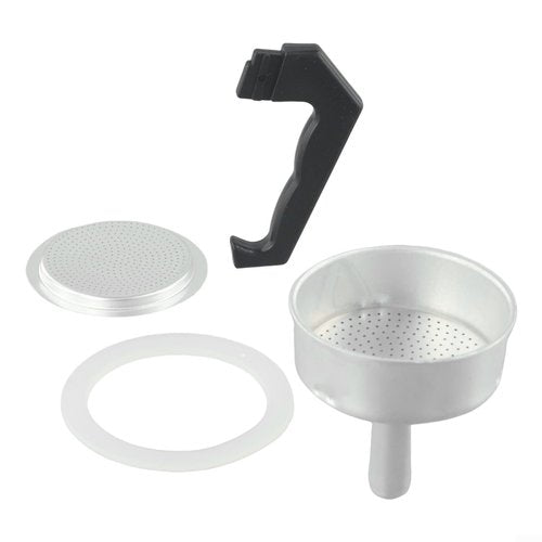 Espresso Coffee Moka Pot Replacement Parts Set Include Handle Funnel Filter Gasket Seal (6 Cup)