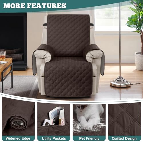 Waterproof Recliner Chair Cover with Pockets - 23" Non-Slip