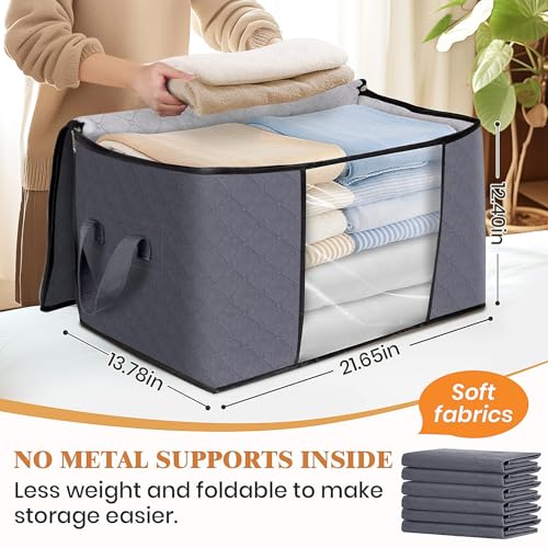 6 Pack Foldable Storage Bags with Lids Clear Window and Handles